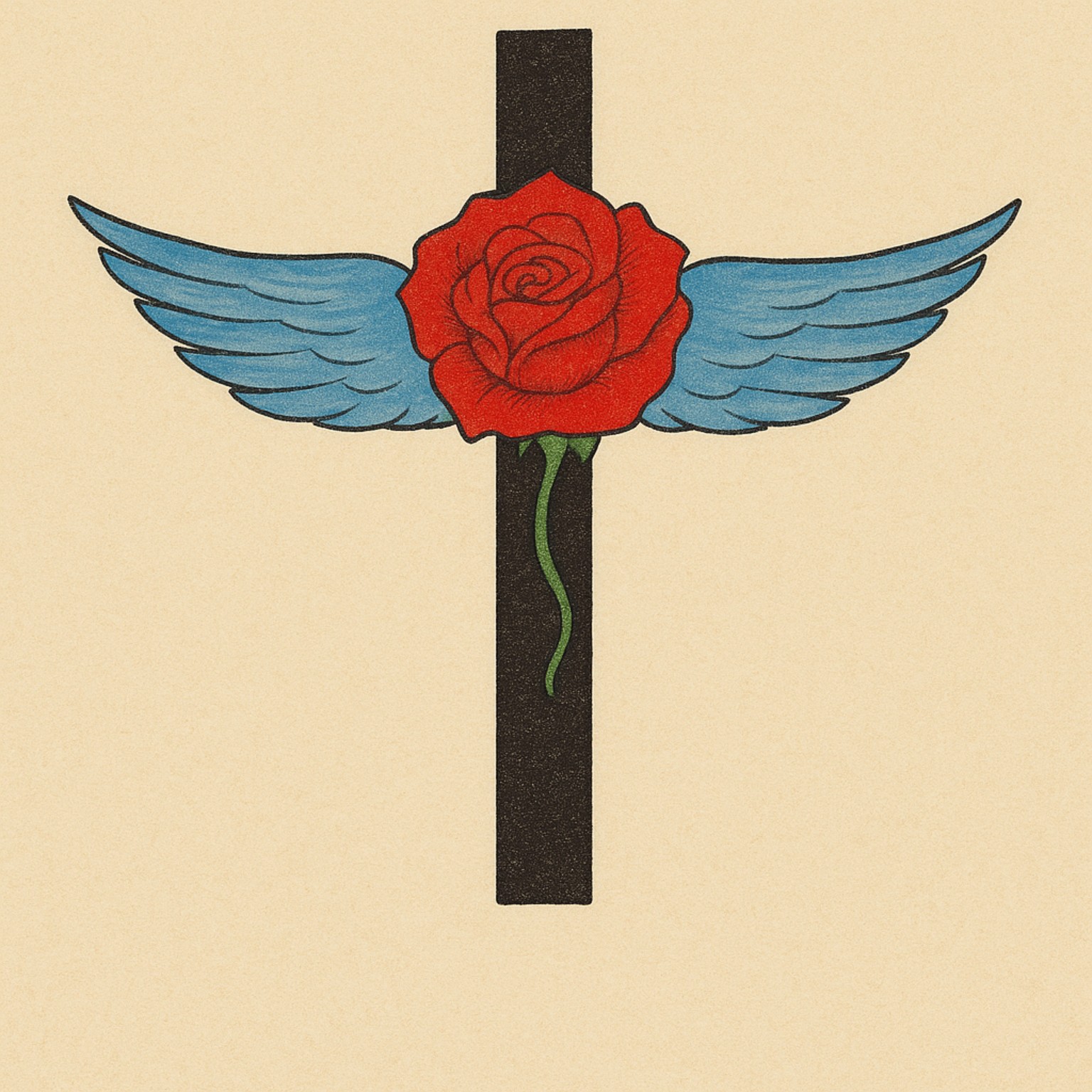 Winged Cross and Rose emblem